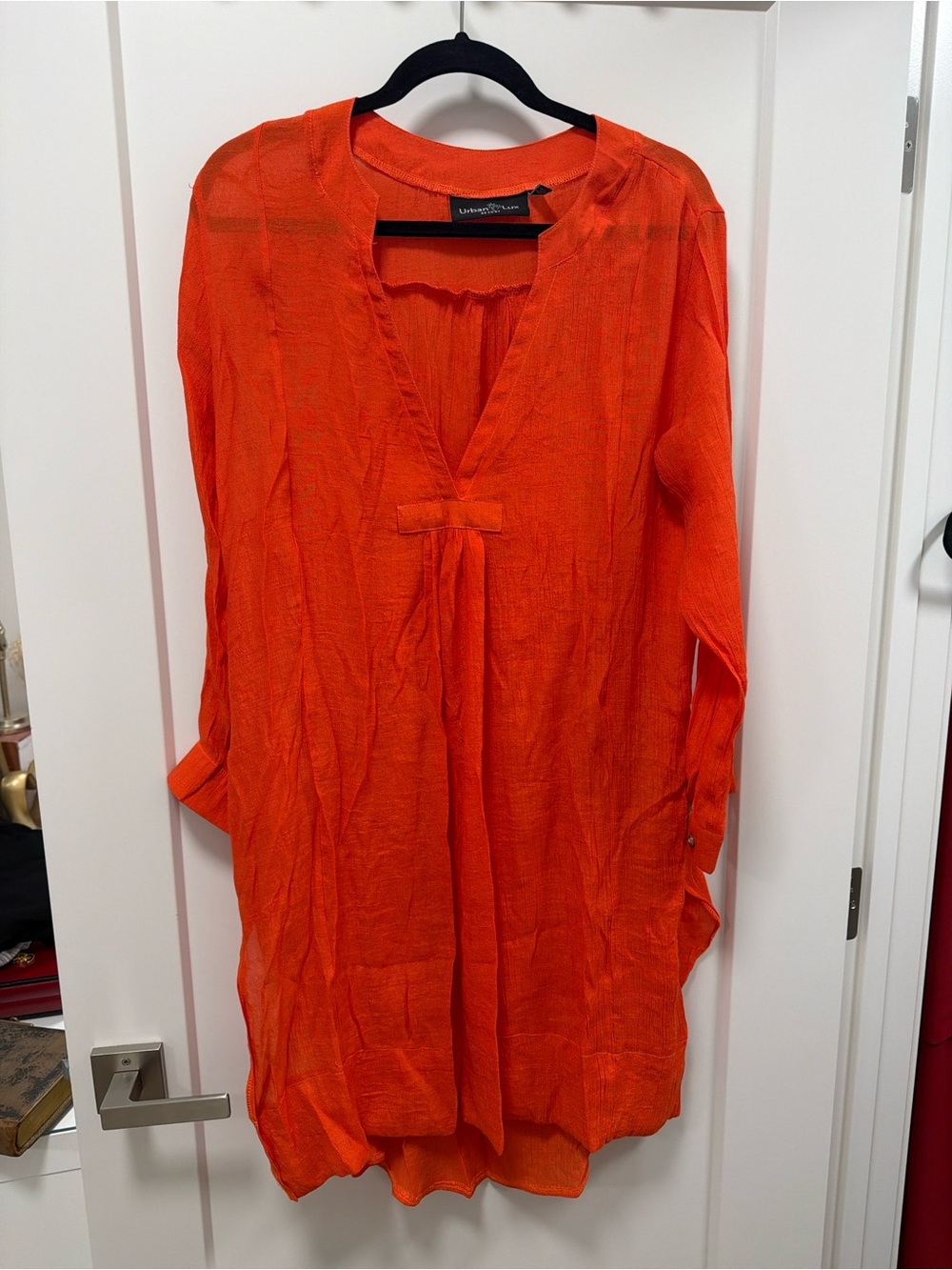 Urban Outfitters Orange V-Neck Tunic Blouse